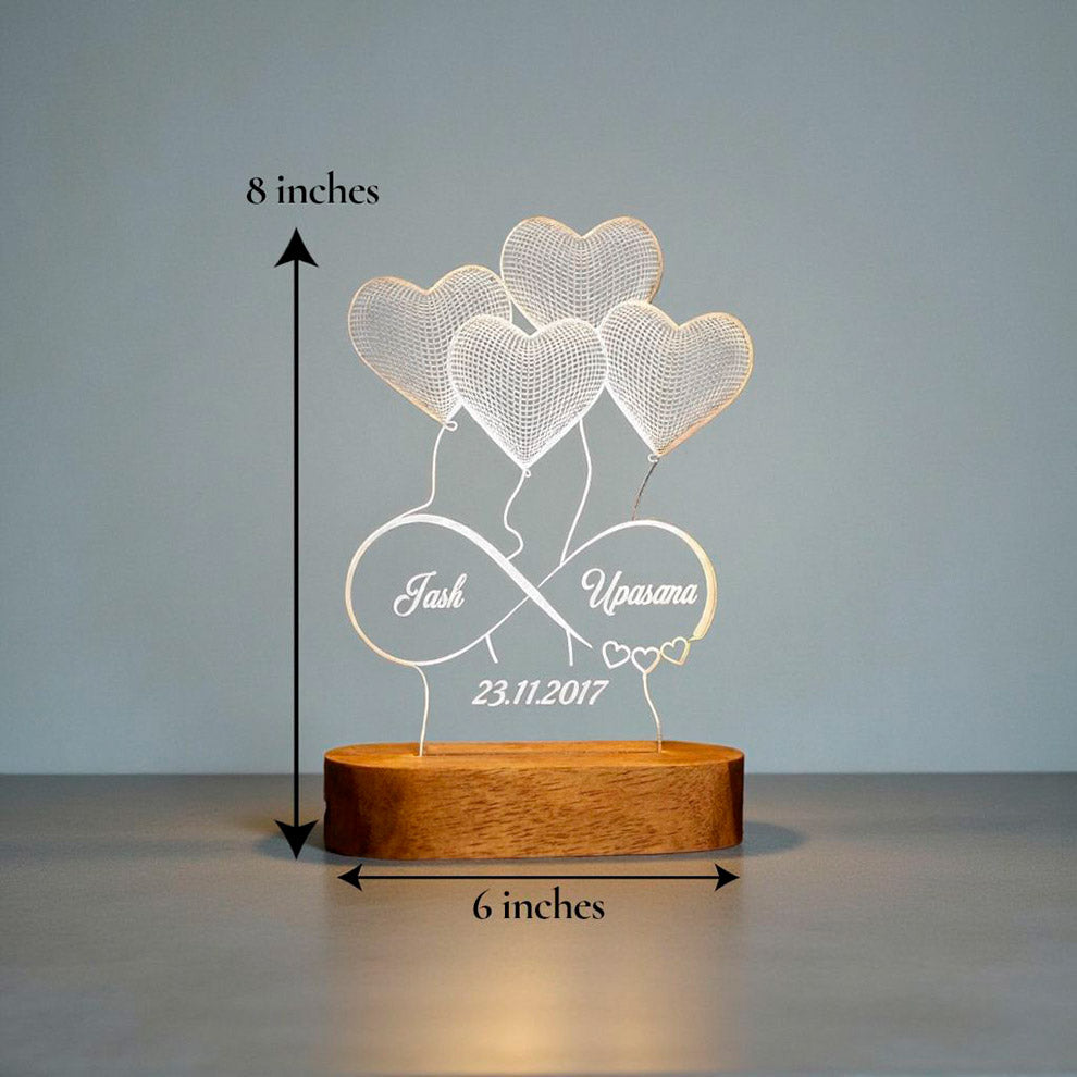 4 hearts Custom Names and Date