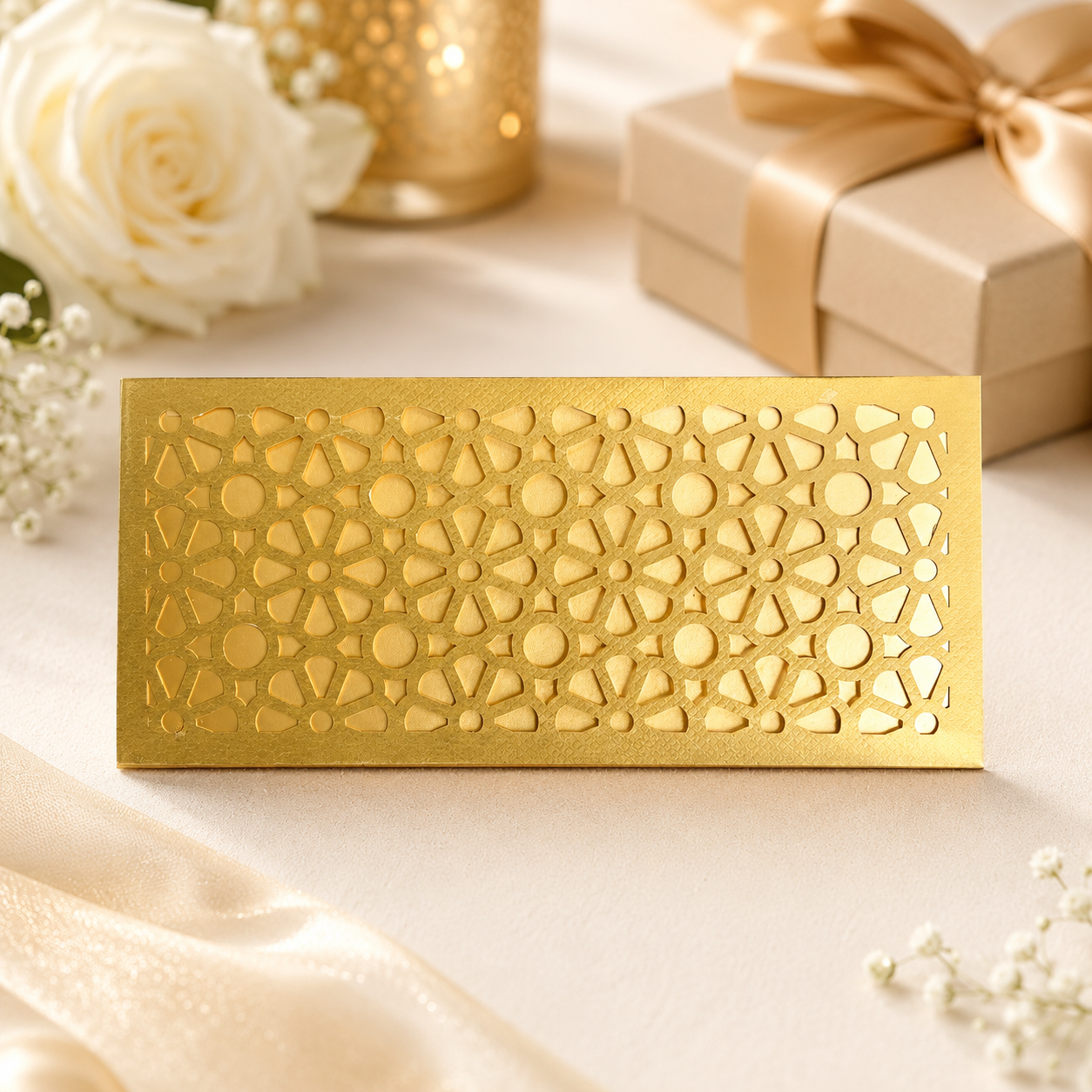 GREEN & GOLD Laser Cut Money Envelopes Pack of 10 – Premium Shagun Lifafa, Cash Gift Envelope & Wedding Money Cover by IZELS