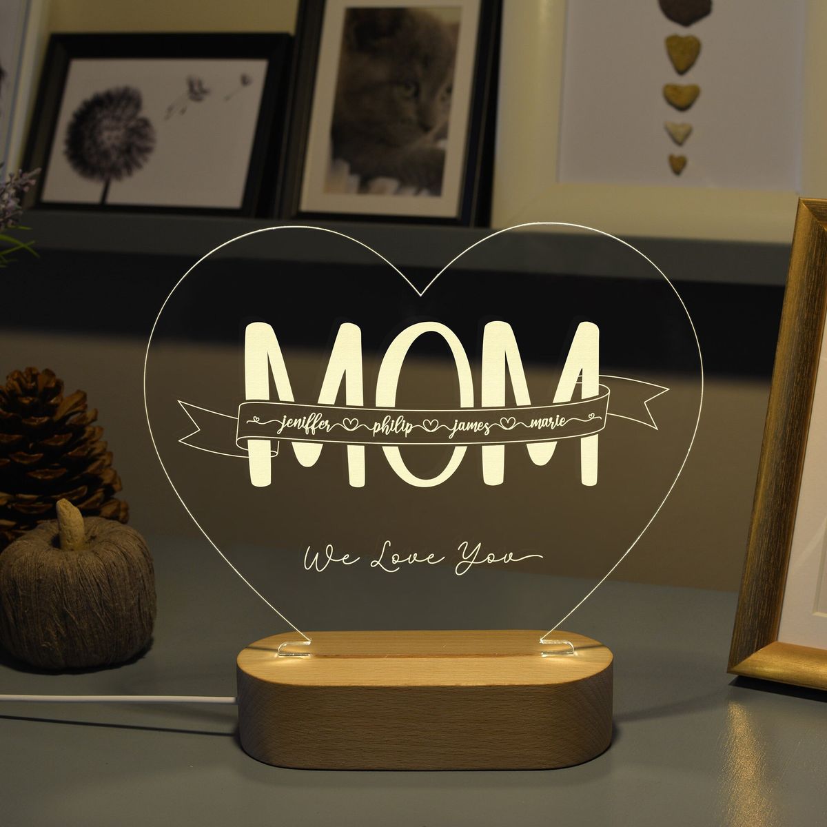 Personalised Mother & Child LED Lamp