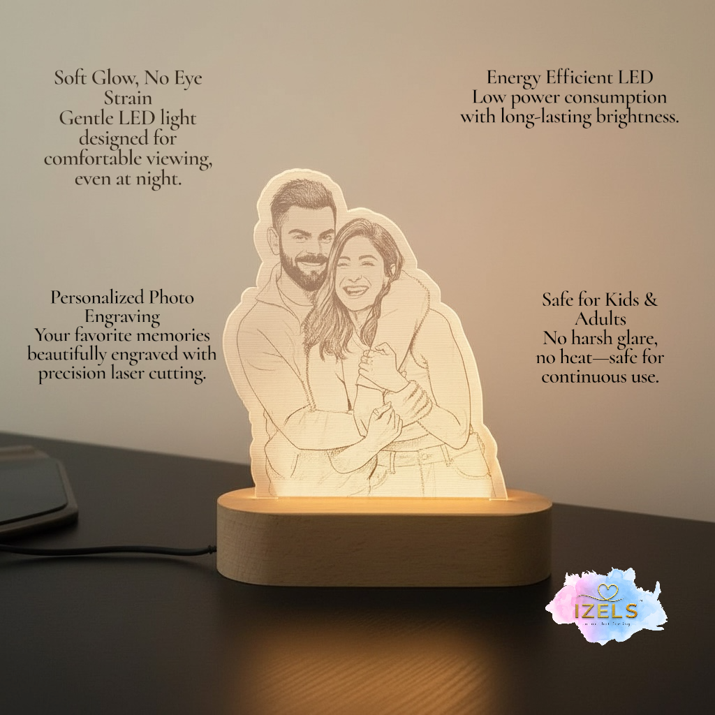 Lamp with Customized Photos - Wooden Frame
