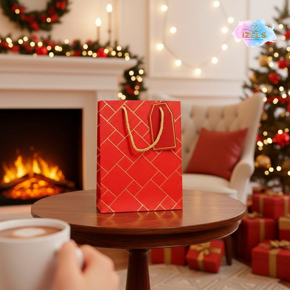 IZELS Premium Luxury Paper Gift Bags-Red