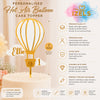 Personalised Hot Air Balloon Cake Topper in Golden & White Mirror Acrylic – Custom Name and Age