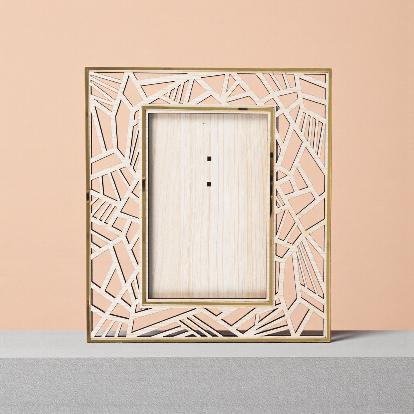 Izels Rectangle Abstract Border Photo Frame - Wooden