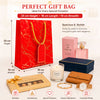 Premium RED Glitter Gift Bag 23×18×10 cm | Metallic Paper Gift Bag with Gold Foiling Design, Rope Handle & Tag | Reusable Luxury Gift Bag for Birthday, Wedding, Anniversary & Festive Gifting