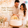 Hello Baby Cake Topper – Laminated Wooden Baby Shower Cake Topper with Golden Acrylic Baby