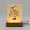Personalised Maa Photo LED Acrylic Lamp with Wooden Base – Custom Mother Photo Night Light Gift for Mom, Maa & Mother