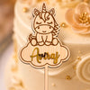 Personalised Unicorn Name Cake Topper | Custom Name Birthday Cake Topper for Kids | Laminated MDF & Golden Acrylic Unicorn Cake Decoration | Laser Cut Birthday Topper