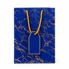 Premium BLUE Glitter Gift Bag 23×18×10 cm | Metallic Paper Gift Bag with Gold Foiling Design, Rope Handle & Tag | Reusable Luxury Gift Bag for Birthday, Wedding, Anniversary & Festive Gifting