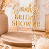 Customised Bridal Shower Cake Topper – Transparent & Golden Mirror Acrylic | 7 x 6 Inches