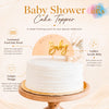 Hello Baby Cake Topper – Laminated Wooden Baby Shower Cake Topper with Golden Acrylic Baby