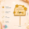 Personalised Name Birthday Cake Topper | Custom Name Cake Topper | Premium Laminated MDF & Golden Acrylic Floral Cake Decoration | Laser Cut Birthday Topper – 6 x 4 Inch