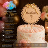 Personalised Wooden Cake Topper with Golden Mirror Acrylic Bow – Custom Name & Age Birthday Cake Decoration
