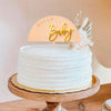 Hello Baby Cake Topper – Laminated Wooden Baby Shower Cake Topper with Golden Acrylic Baby