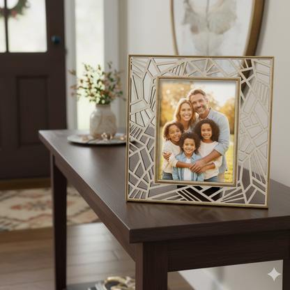 Izels Rectangle Abstract Border Photo Frame - Wooden