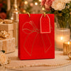IZELS Premium Glitter Paper Gift Bag 23x18x10 cm for Festive Gifting, Return Gifts & Luxury Packaging -RED