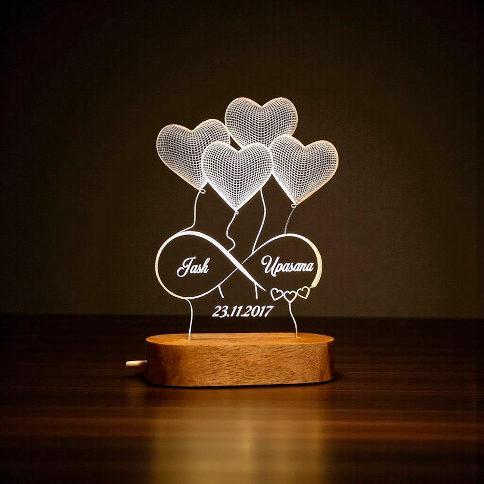 4 hearts Custom Names and Date