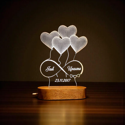 4 hearts Custom Names and Date