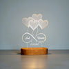 Personalised Couple Balloon LED Acrylic Lamp with Wooden Base – Custom Name & Date Romantic Night Light Gift for Anniversary, Wedding & Valentine’s Day