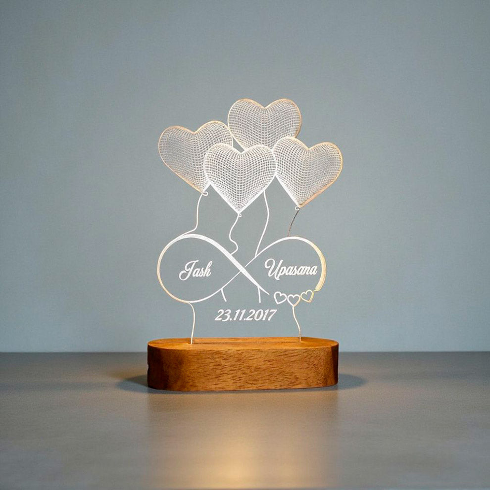 4 hearts Custom Names and Date