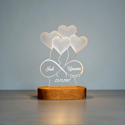 4 hearts Custom Names and Date