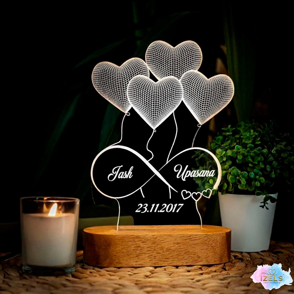 4 hearts Custom Names and Date