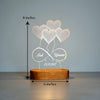 Personalised Couple Balloon LED Acrylic Lamp with Wooden Base – Custom Name & Date Romantic Night Light Gift for Anniversary, Wedding & Valentine’s Day