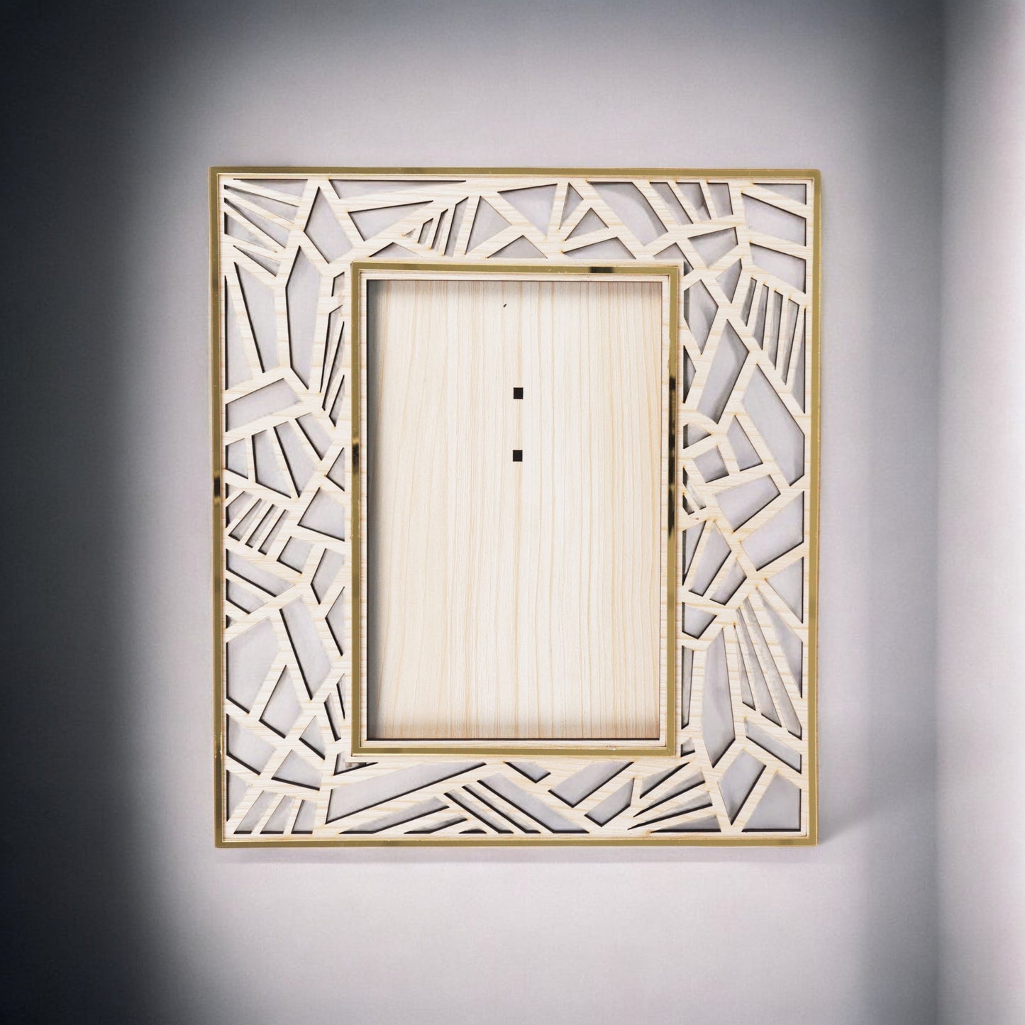 Izels Rectangle Abstract Border Photo Frame - Wooden