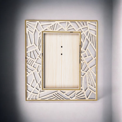 Izels Rectangle Abstract Border Photo Frame - Wooden