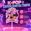 Personalised K-Pop Demon Hunter Cake Topper | Custom Name & Age | 3MM Thick Acrylic | Golden Mirror Acrylic | 6 x 4 Inches