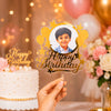 Personalised Photo Birthday Cake Topper – Transparent & Golden Mirror Acrylic
