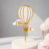 Personalised Hot Air Balloon Cake Topper in Golden & White Mirror Acrylic – Custom Name and Age