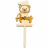 Personalised Name & Age Birthday Cake Topper | Custom Bear Number Cake Topper | Laminated MDF & Golden Acrylic Kids Birthday Cake Decoration | 6 x 4 Inch