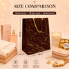 Premium BROWN Glitter Gift Bag 23×18×10 cm | Metallic Paper Gift Bag with Gold Foiling Design, Rope Handle & Tag | Reusable Luxury Gift Bag for Birthday, Wedding, Anniversary & Festive Gifting (Copy)