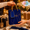 IZELS Premium Glitter Paper Gift Bag 23x18x10 cm for Festive Gifting, Return Gifts & Luxury Packaging -BLUE