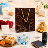 Premium BROWN Glitter Gift Bag 23×18×10 cm | Metallic Paper Gift Bag with Gold Foiling Design, Rope Handle & Tag | Reusable Luxury Gift Bag for Birthday, Wedding, Anniversary & Festive Gifting (Copy)