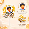 Personalised Photo Birthday Cake Topper – Transparent & Golden Mirror Acrylic