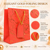 Premium PINK Glitter Gift Bag 23×18×10 cm | Metallic Paper Gift Bag with Gold Foiling Design, Rope Handle & Tag | Reusable Luxury Gift Bag for Birthday, Wedding, Anniversary & Festive Gifting (Copy) (Copy)