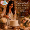 Customised Bridal Shower Cake Topper – Transparent & Golden Mirror Acrylic | 7 x 6 Inches
