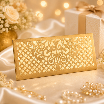 COPPER & GOLD Laser Cut Money Envelopes Pack of 10 – Premium Shagun Lifafa, Cash Gift Envelope & Wedding Money Cover by IZELS