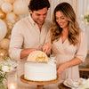 Hello Baby Cake Topper – Laminated Wooden Baby Shower Cake Topper with Golden Acrylic Baby