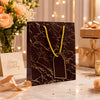 Premium BROWN Glitter Gift Bag 23×18×10 cm | Metallic Paper Gift Bag with Gold Foiling Design, Rope Handle & Tag | Reusable Luxury Gift Bag for Birthday, Wedding, Anniversary & Festive Gifting (Copy)