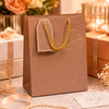IZELS Premium Glitter Paper Gift Bag 23x18x10 cm for Festive Gifting, Return Gifts & Luxury Packaging -BEIGE