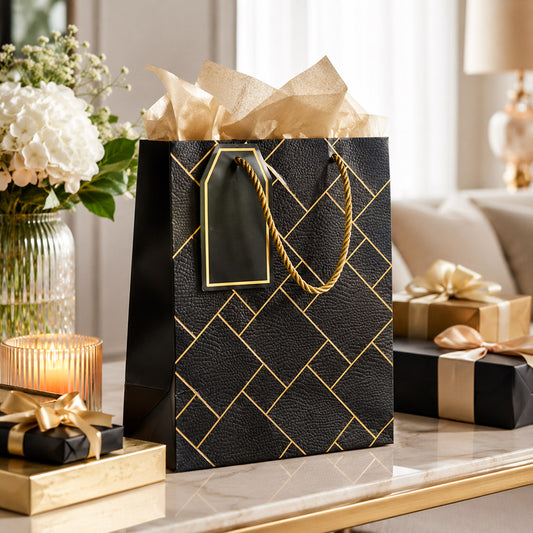 IZELS Premium Luxury Paper Gift Bags-Black