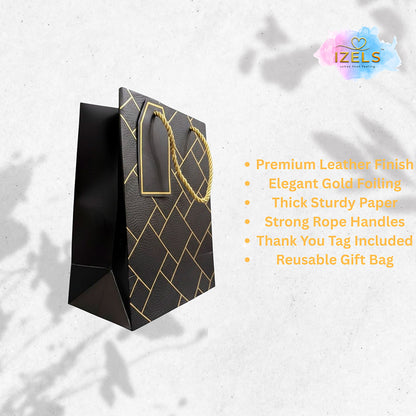 IZELS Premium Luxury Paper Gift Bags-Black