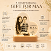 Personalised Photo LED Acrylic Lamp Gift for Maa with Wooden Base – Custom I Love You Mom Warm White Night Light