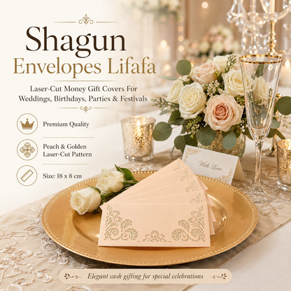 Premium Pink And Golden  Laser Cut Shagun Lifafa – Designer Wedding Money Envelopes India | IZELS | PACK OF 10