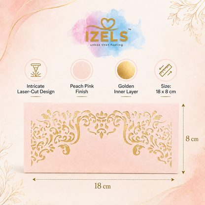 Premium Pink And Golden  Laser Cut Shagun Lifafa – Designer Wedding Money Envelopes India | IZELS | PACK OF 10