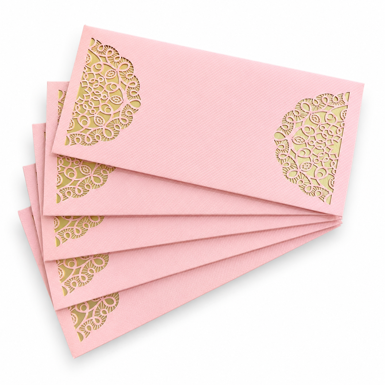 PINK & GOLD Laser Cut Money Envelopes Pack of 10 – Premium Shagun Lifafa, Cash Gift Envelope & Wedding Money Cover by IZELS