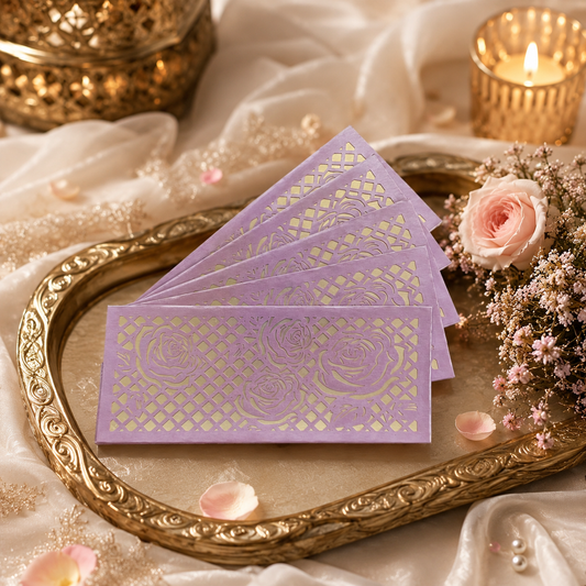 Premium Pink And Gold {Colour} Laser Cut Money Envelopes Pack of 10 – Premium Shagun Lifafa, Cash Gift Envelope & Wedding Money Cover by IZELS