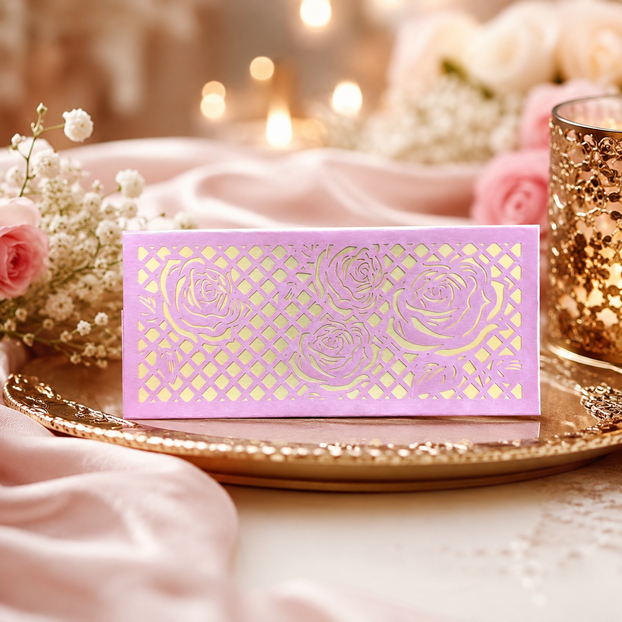 Premium Pink And Gold {Colour} Laser Cut Money Envelopes Pack of 10 – Premium Shagun Lifafa, Cash Gift Envelope & Wedding Money Cover by IZELS